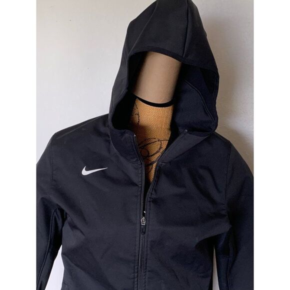Nike Dri-Fit Foul Weather Hooded Black Jacket Coaches/Ref Lining MEDIUM RN#56323 - Picture 1 of 10